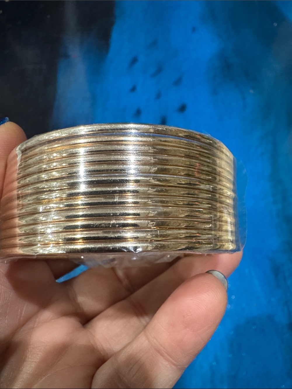 Gold Tone Stacked Metal Bangle Set - Gold